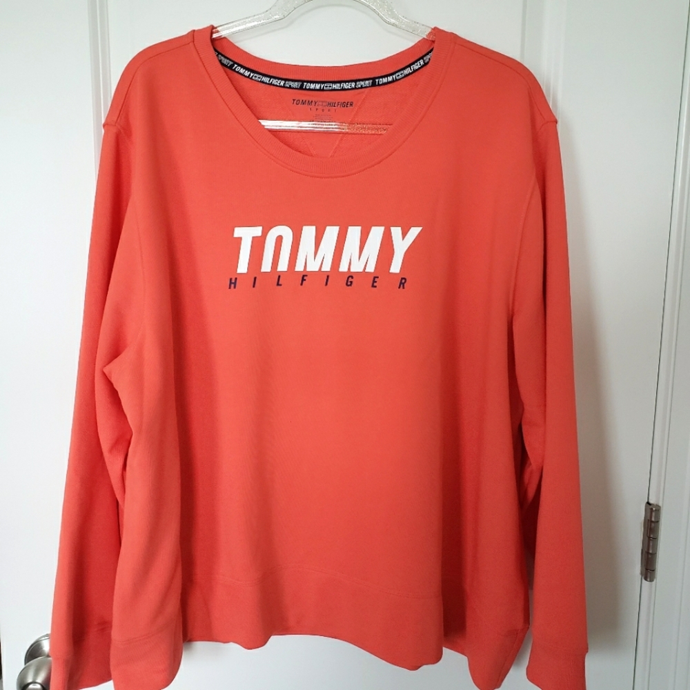 TOMMY HILFIGER Sport Orange Long Sleeve Sweatshirt-- NWT--2X